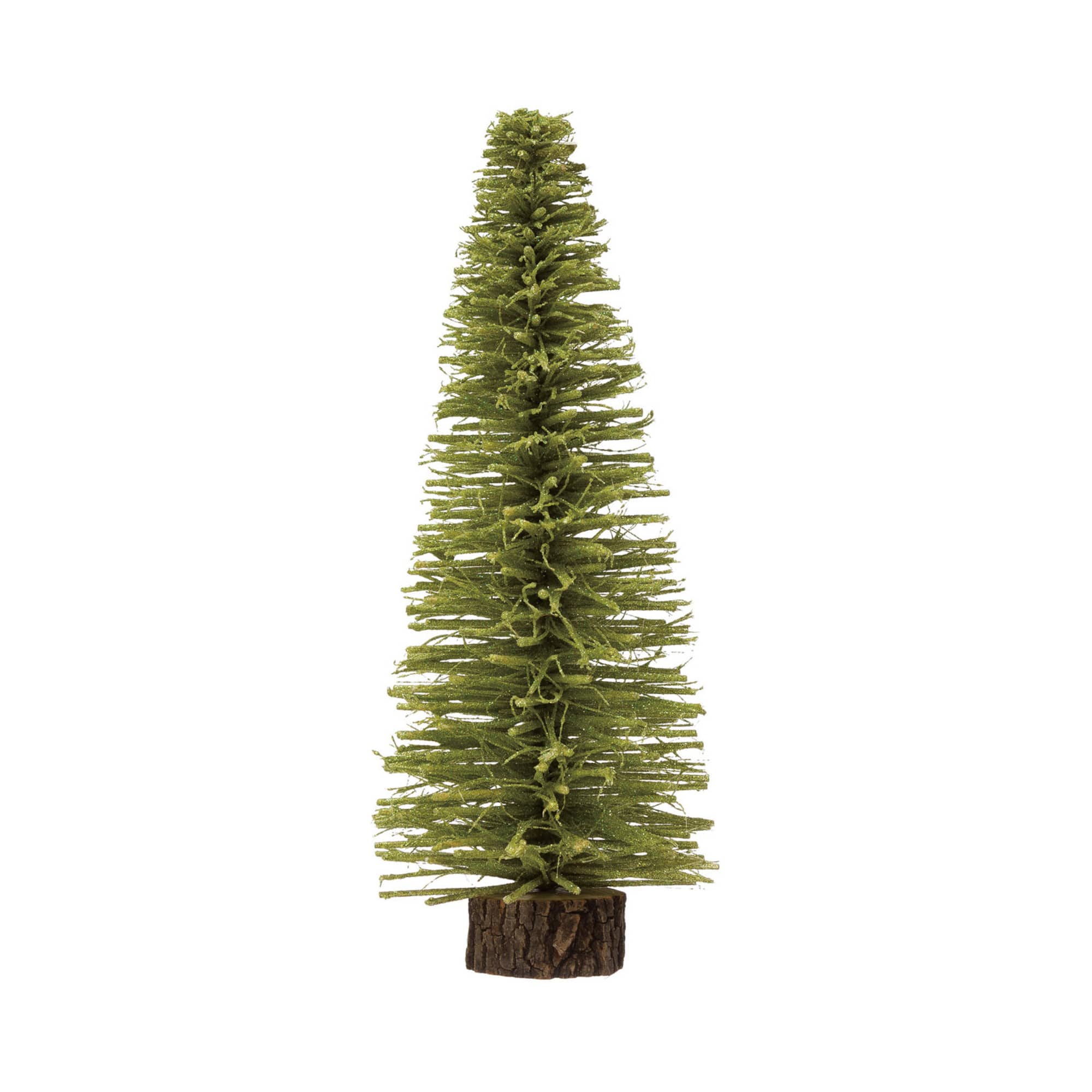 Hello Honey® 14" Chartreuse Sisal Bottle Brush Tree with Wood Slice Base